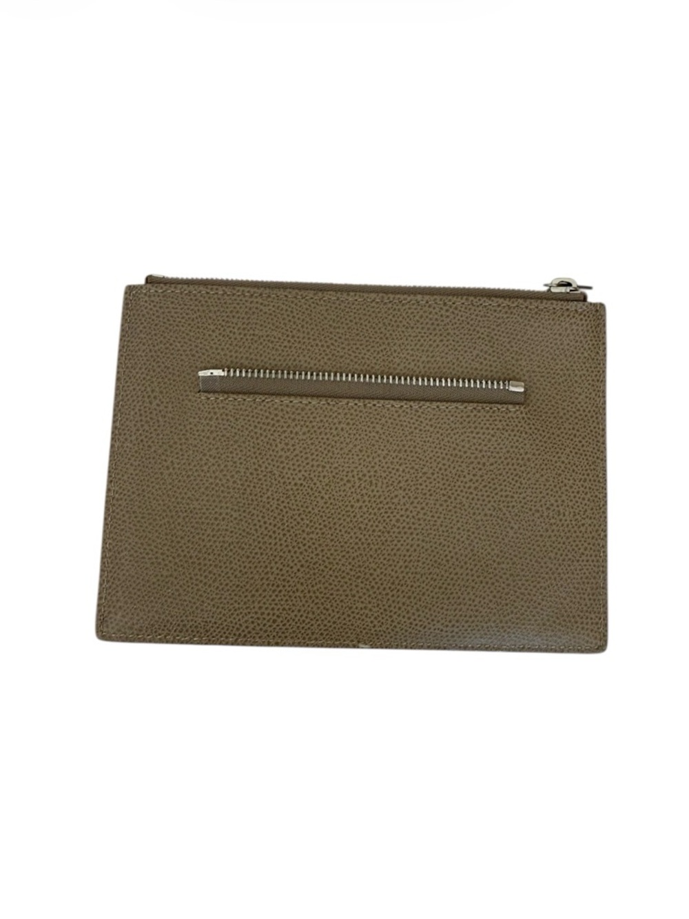 VALEXTRA Leather Zip Pouch in Taupe - Picture 2 of 4